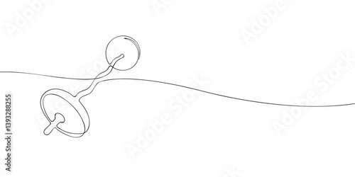 Minimalist continuous line illustration of a barbell, representing strength training, fitness, and gym equipment in simple modern form.