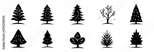 Collection of Spruces vector icons, Spruces illustration art