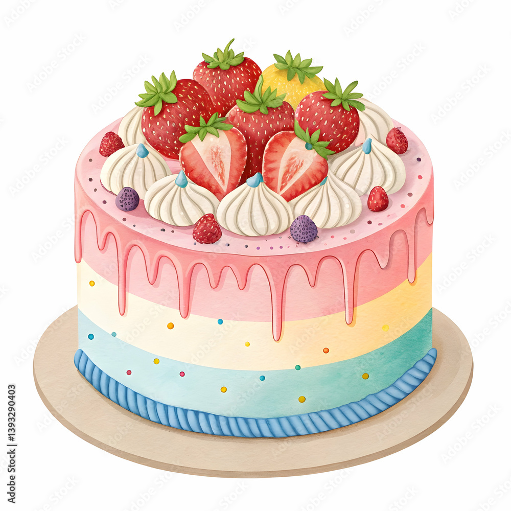 Vanilla cake dessert with strawberry on top Vanilla cake dessert with strawberry on top