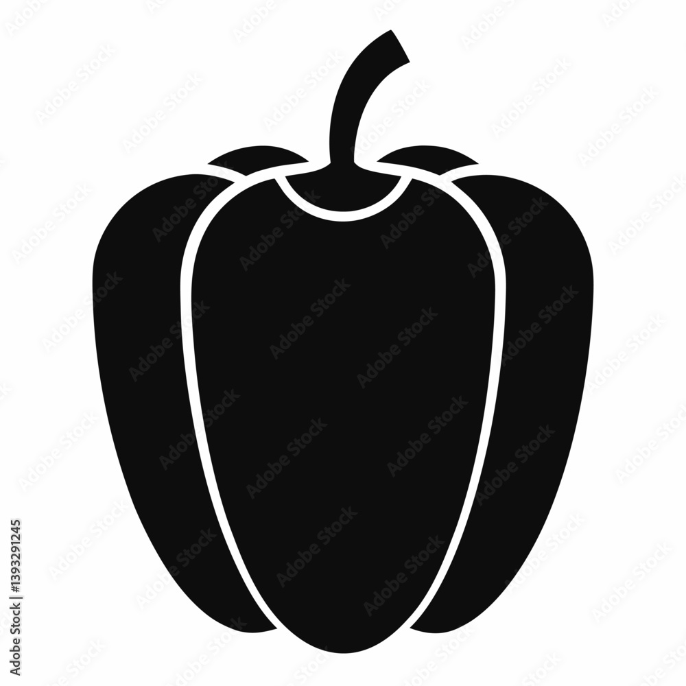 Bell Pepper Silhouette Vector icon on white background Bell Pepper Silhouette Vector icon on white background