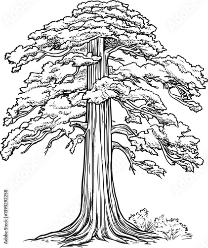 Cypress coloring book vector design, Cypress vector image