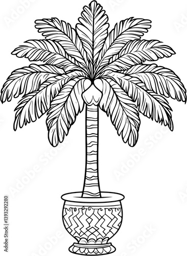 Date Palm coloring book vector design, Date Palm illustration art