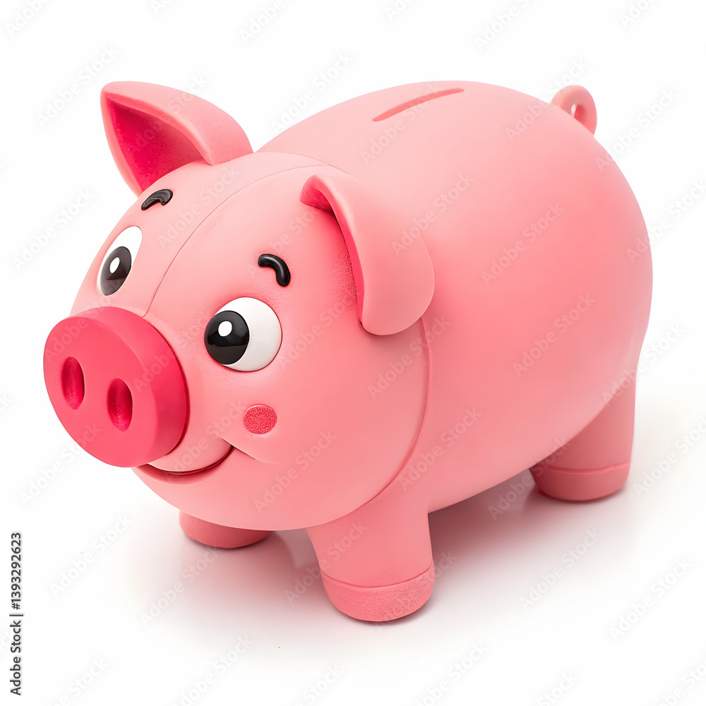 Cute Pink Piggy 3D Render Happy Savings Cute Pink Piggy 3D Render Happy Savings