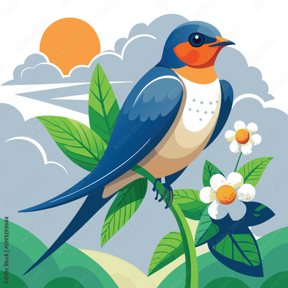 a watercolor painting of a swallow perched. a watercolor painting of a swallow perched.