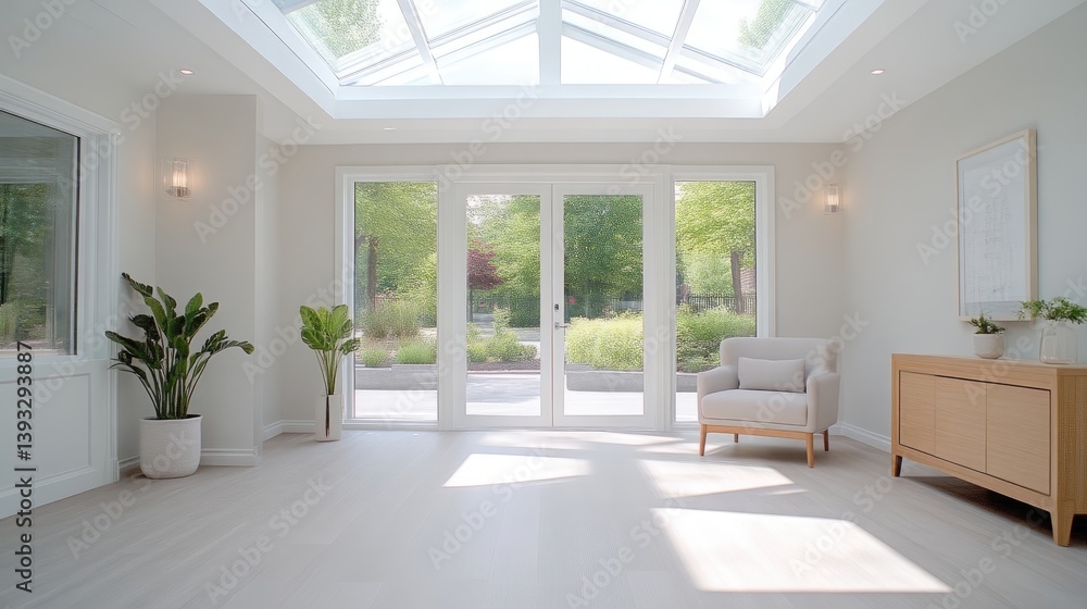 Fototapeta premium Light-filled sunroom with patio access