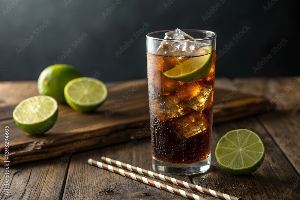Refreshing Cuba Libre Cocktail With Lime And Ice On Rustic Wooden Table Perfect For Summer Or Tropical Drink Concepts, cuba libre, cocktail, lime, ice, drink, beverage, rum, cola, glass, summer Refreshing Cuba Libre Cocktail With Lime And Ice On Rustic Wooden Table Perfect For Summer Or Tropical Drink Concepts, cuba libre, cocktail, lime, ice, drink, beverage, rum, cola, glass, summer