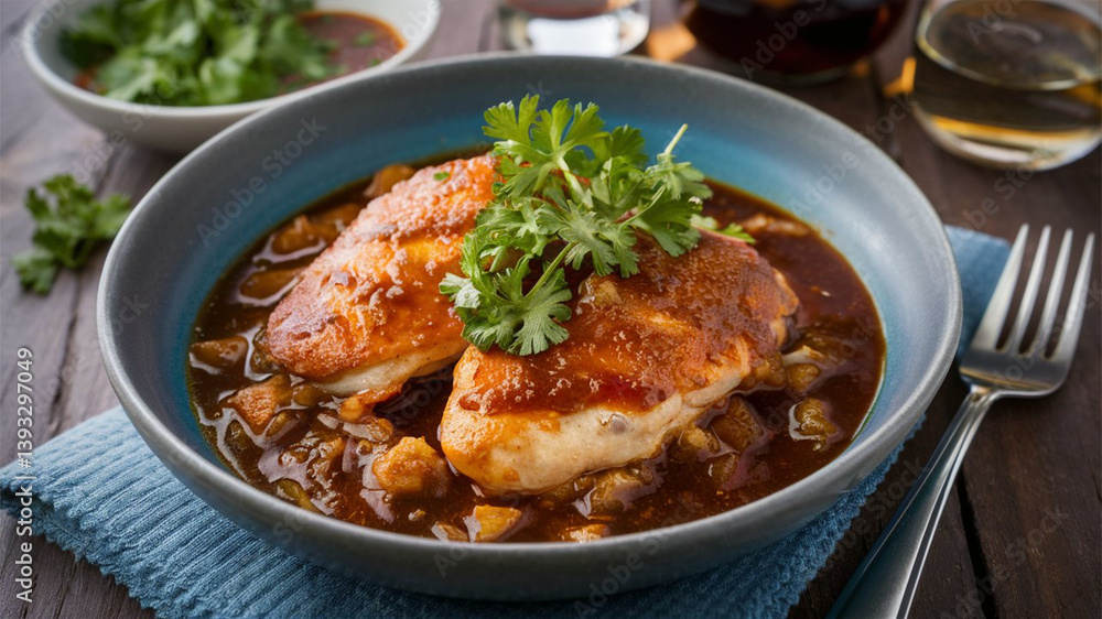 Chicken with Marsala: Tender chicken in a rich, sweet Marsala wine sauce. Chicken with Marsala: Tender chicken in a rich, sweet Marsala wine sauce.