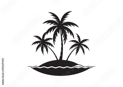 Coconut tree Vector summer sea silhouette Vector