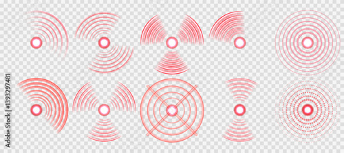 Red target circle identifies painful or inflamed body spot. Concentric radar symbol marks localized internal discomfort clearly. Pulse effect visualizes throbbing sensation in affected tissue.