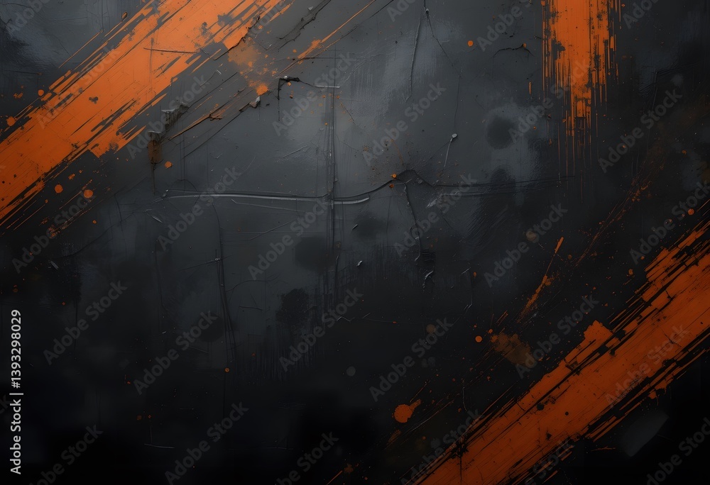 Obraz premium Abstract Texture Backdrop, Rich Black And Orange, Streaky Patterns. Aged Appearance Adds A Rustic Dramatic Effect. Perfect For Backgrounds Or Artistic Design Applications.