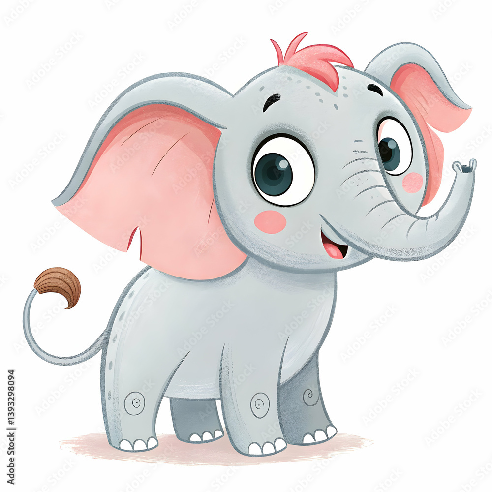 Obraz premium Cute simple elephant cartoon isolated