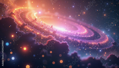 Colorful nebula swirling in deep space background, cosmic beauty