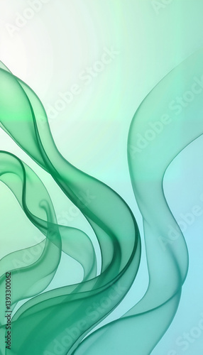 Whimsical abstract swirls of green and blue, minimalist artistry