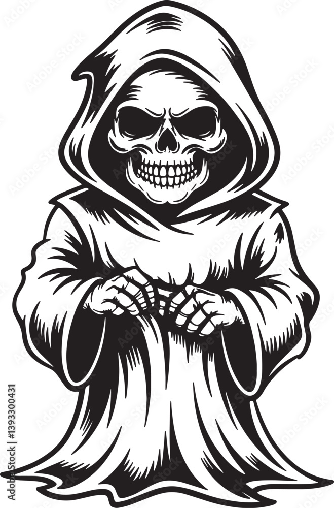 Fototapeta premium Grim reaper silhouette vector illustration isolated On Transparent Background