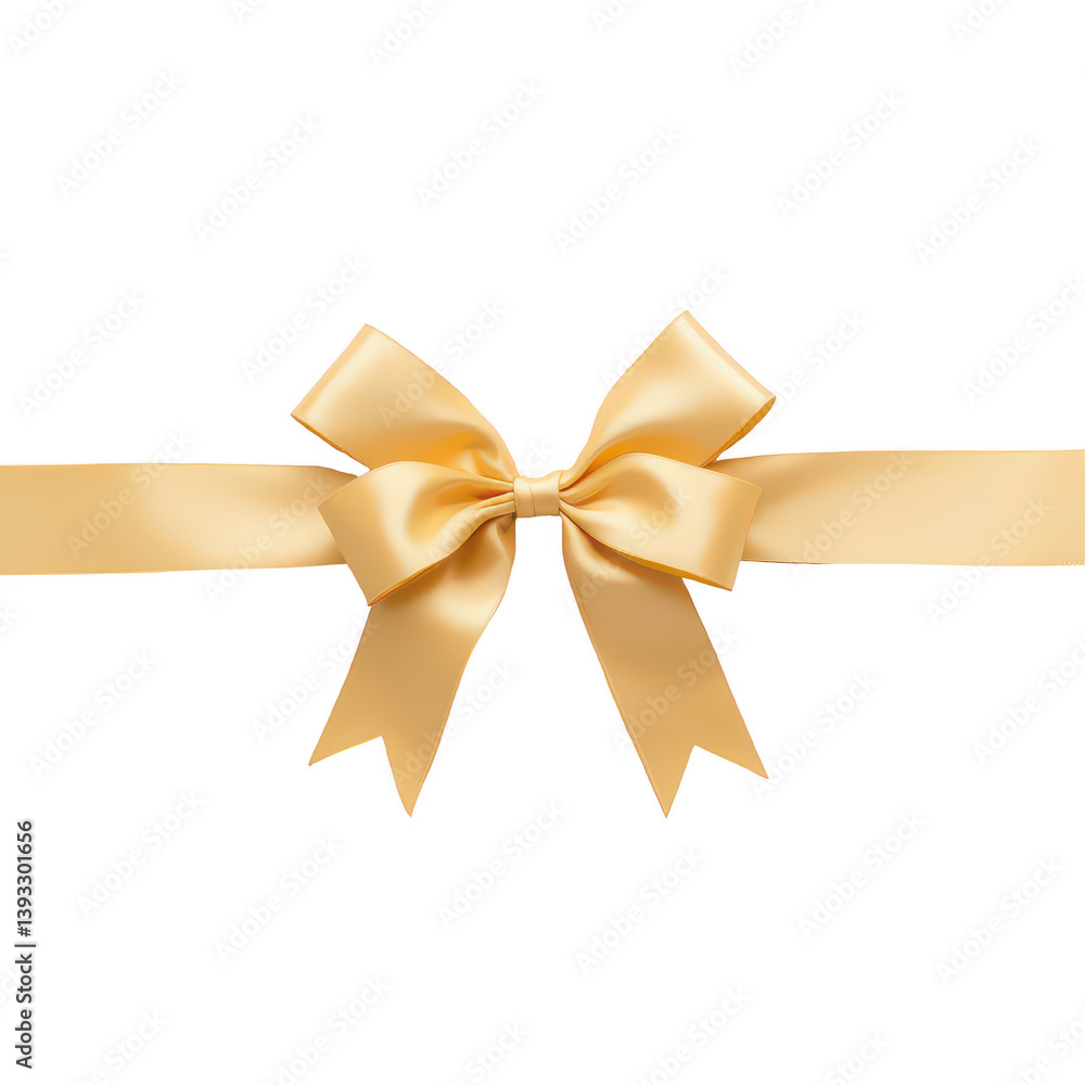 Elegant Gold Satin Ribbon Bow and Tail Elegant Gold Satin Ribbon Bow and Tail