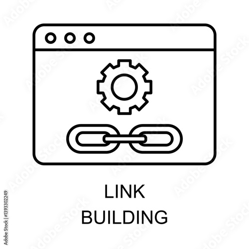 Vector for Link Building. A design symbolizing the process of acquiring backlinks for SEO optimization with editable stroke.