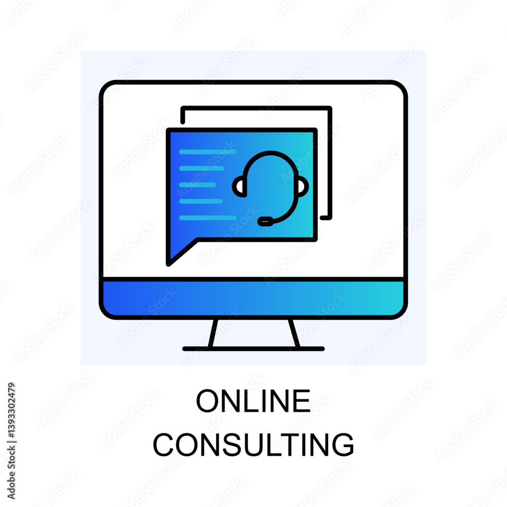 Vector for Online Consulting. A design symbolizing virtual consulting services for various industries with editable stroke. Vector for Online Consulting. A design symbolizing virtual consulting services for various industries with editable stroke.
