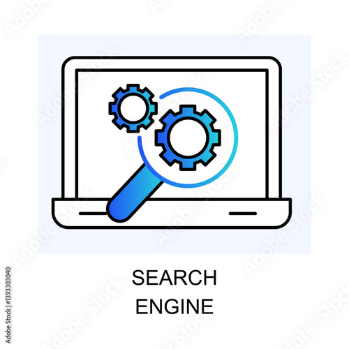 Vector for Search Engine. A sleek and simple design representing the search engine process with editable stroke.