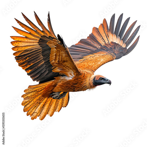 A Unique Bearded Vulture Soaring Its Wings Glowing Isolated on Transparent Background