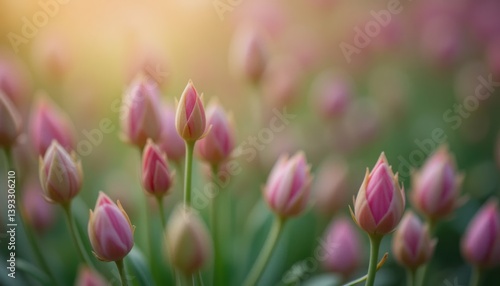 Blossoming tulips botanical garden nature photography vibrant greenery close-up view spring awakening