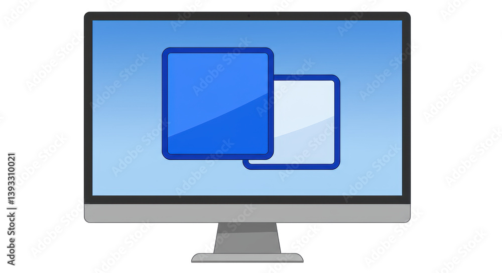 Isolated Computer Screen with Overlapping Windows Isolated Computer Screen with Overlapping Windows