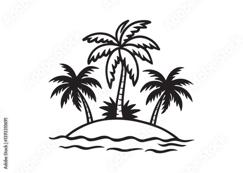 Tropical island Silhouette Vector