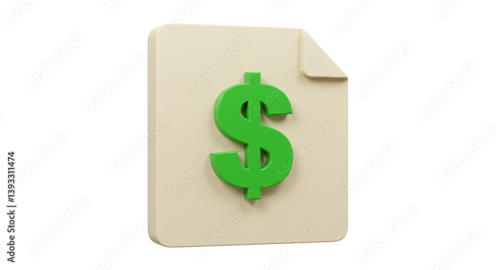 Isolated Financial Document Icon with Dollar Sign Isolated Financial Document Icon with Dollar Sign