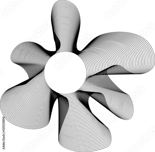 Shape with a round center and outer border featuring prominent curved extensions and layered, organic protrusions.