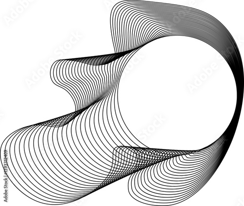 Shape built around a circular center with exterior composed of blobs and curves forming smooth flow.
