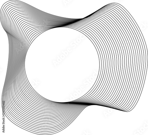 Vector shape with round center and surrounding outline formed by soft, continuously curved organic lines.