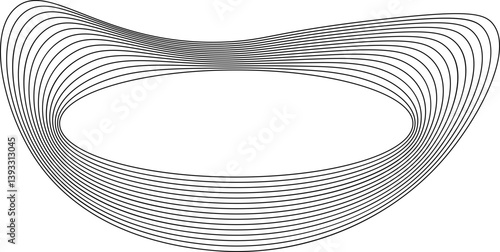 Shape featuring a centered circle and outer edges composed of wave-like organic lines radiating in smooth progression.