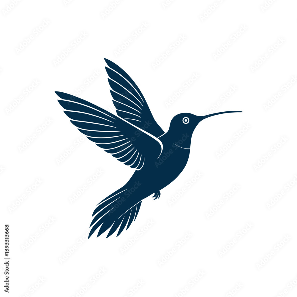 Fototapeta premium hummingbird silhouette logo vector line art logo design