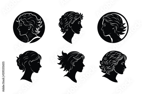 marianne head vector art silhouette