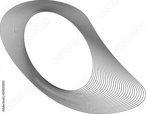 Circular middle surrounded by layered organic lines that expand outward in soft irregular curves blending structure and fluidity.
