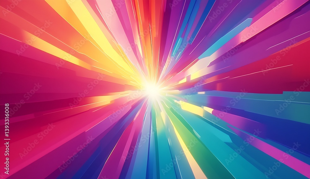 Bold Streams of Color Racing Towards a Bright Center Creating a Dramatic Visual Impact : Generative AI