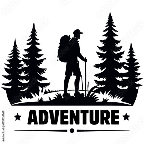Wilderness Adventure Silhouette clipart on a white background