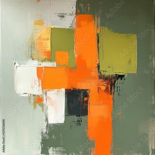 Abstract painting with intersecting blocks of color