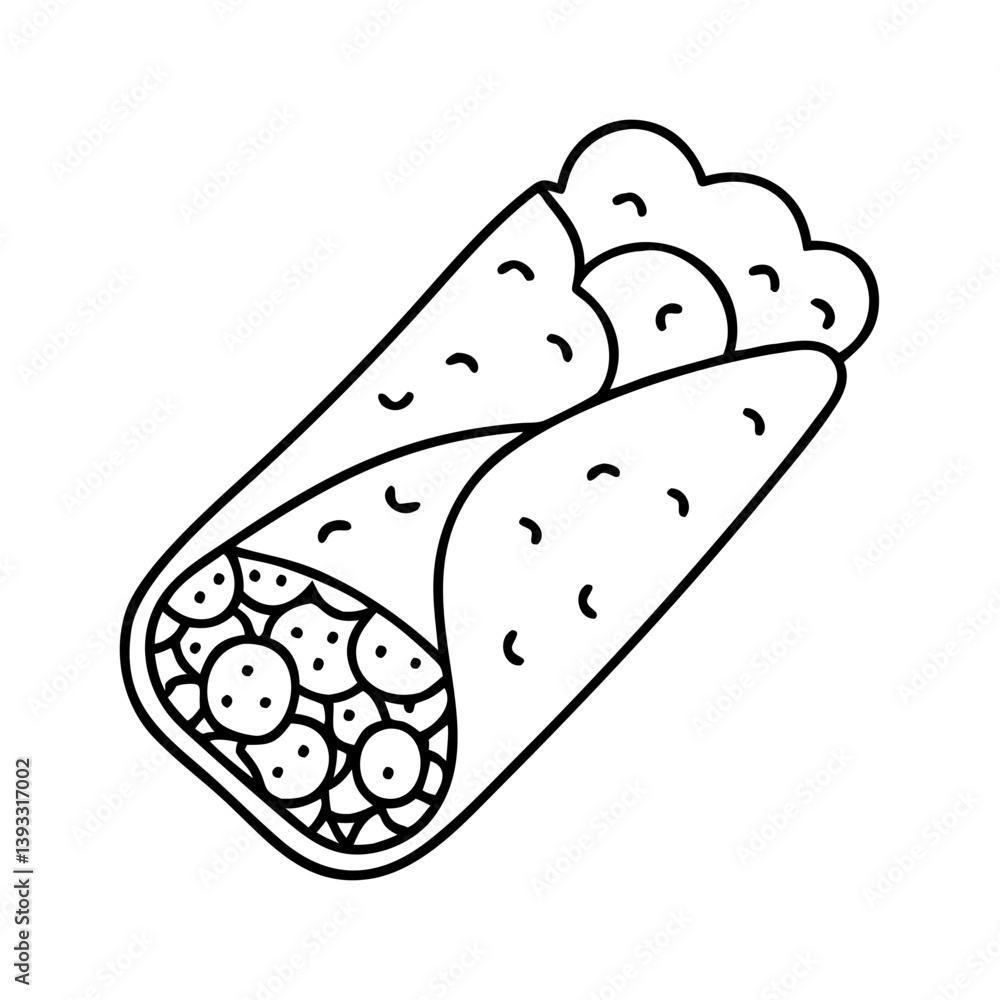 burrito icon, burrito line art - simple line art of burrito, perfect for burrito logos and icons burrito icon, burrito line art - simple line art of burrito, perfect for burrito logos and icons