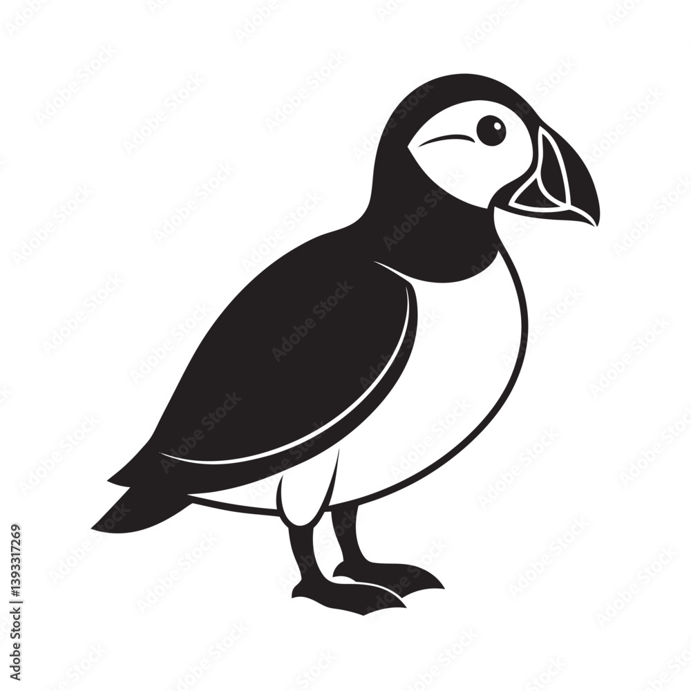 Fototapeta premium Puffin Bird Vector Line Art