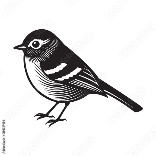 Kinglet Bird Outline Artwork