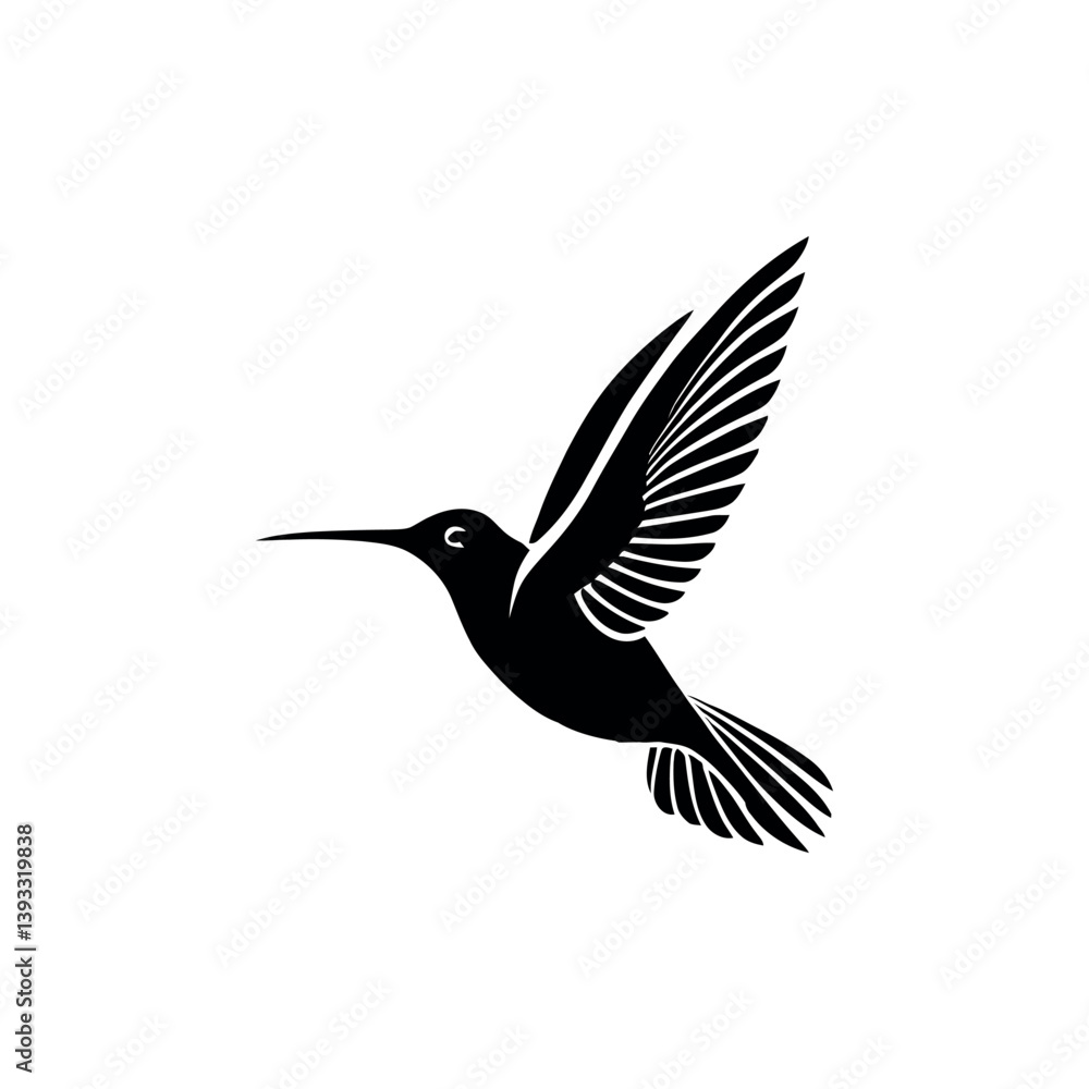 Fototapeta premium hummingbird silhouette logo vector line art logo design