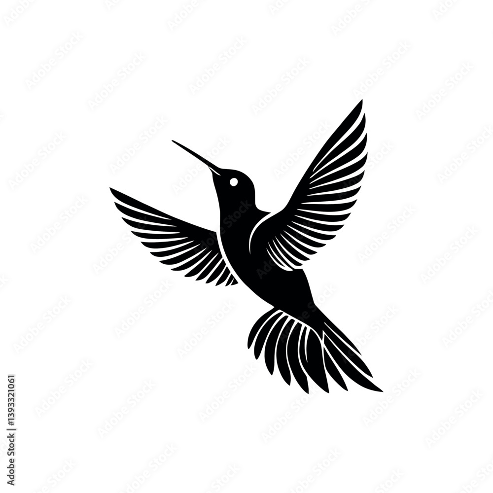 Fototapeta premium hummingbird silhouette logo vector line art logo design