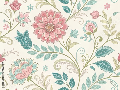Wallpaper Mural seamless pattern with flowers Torontodigital.ca