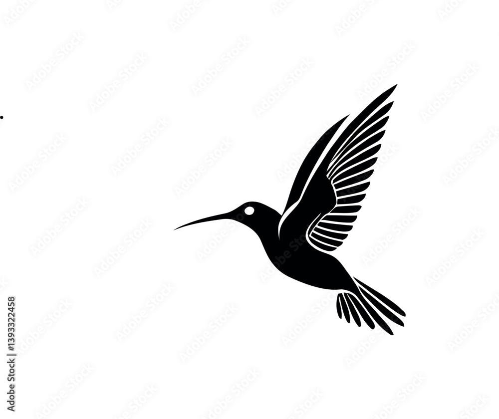 Fototapeta premium hummingbird silhouette logo vector line art logo design