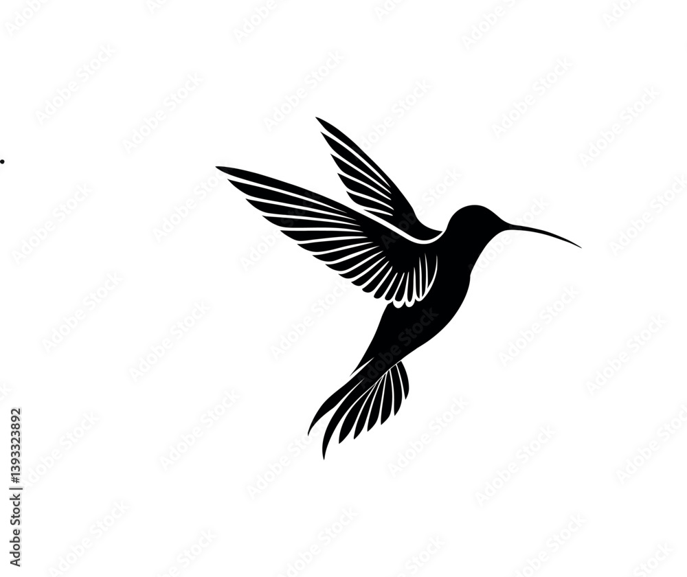 Fototapeta premium hummingbird silhouette logo vector line art logo design