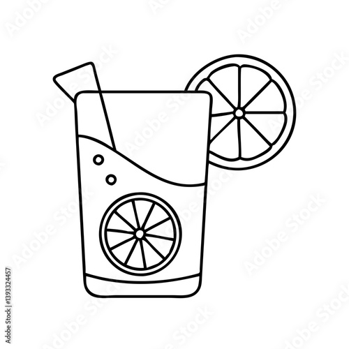 gin and tonic with lime icon, gin and tonic with lime line art - simple line art of gin and tonic with lime, perfect for gin and tonic with lime logos and icons