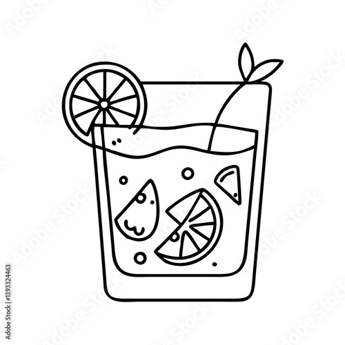 gin and tonic icon, gin and tonic line art - simple line art of gin and tonic, perfect for gin and tonic logos and icons
