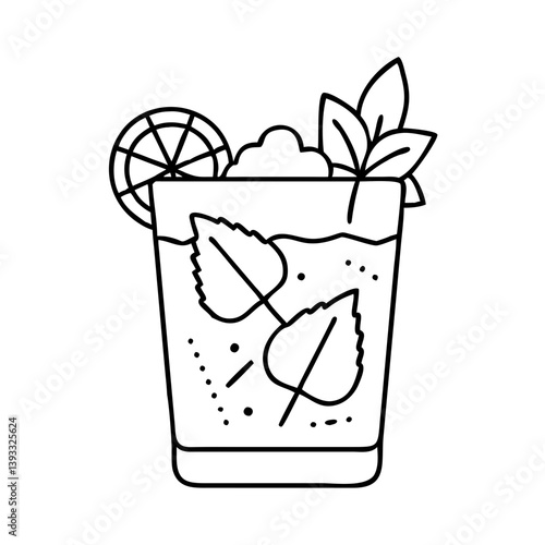 mint julep icon, mint julep line art - simple line art of mint julep, perfect for mint julep logos and icons