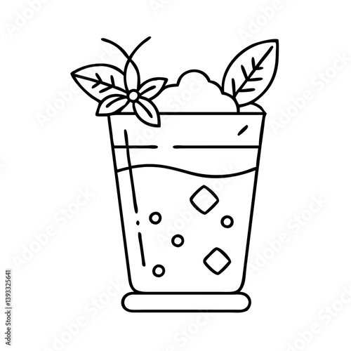 mint julep icon, mint julep line art - simple line art of mint julep, perfect for mint julep logos and icons