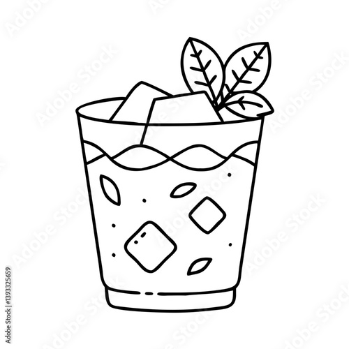 mint julep icon, mint julep line art - simple line art of mint julep, perfect for mint julep logos and icons
